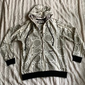 Floral pattern zip up sweatshirt hoodie long sleeve lightweight sweater